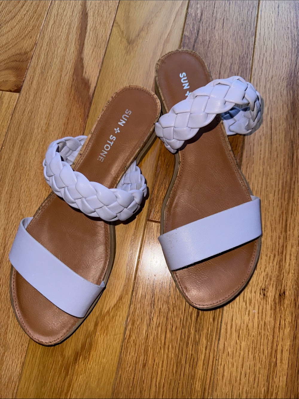 Sun + Stone Women’s Lavender Braided Double Strap Slide Sandals Size 7.5